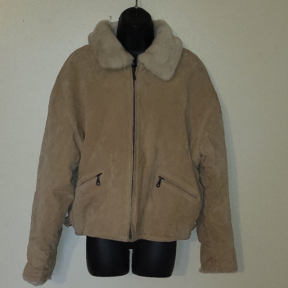 Women's Tan Shearling Leather Jacket
